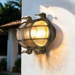 Außenwandleuchte Nickel Echt-Messing IP64 Maritim