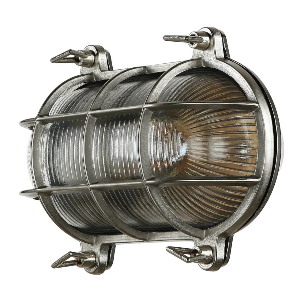 Außenwandleuchte Nickel Echt-Messing IP64 Maritim