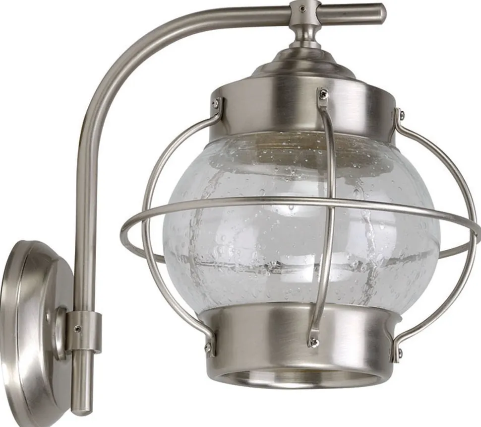 Außenwandleuchte Nickel Maritim Haus Echt-Messing