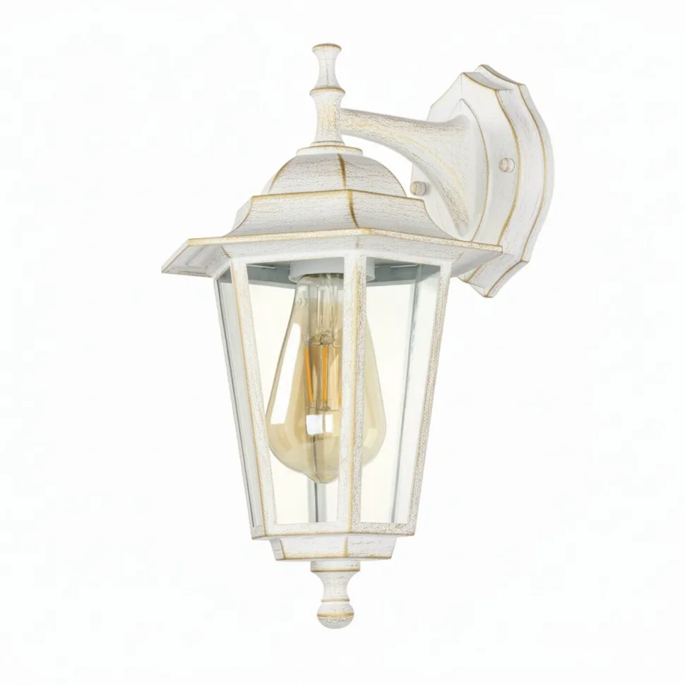 Außenwandleuchte PARIS Weiß Gold hängend Landhausstil