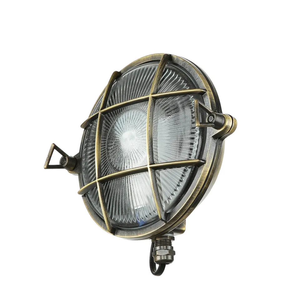 Außenwandleuchte Rund Messing Maritim IP64 Haus