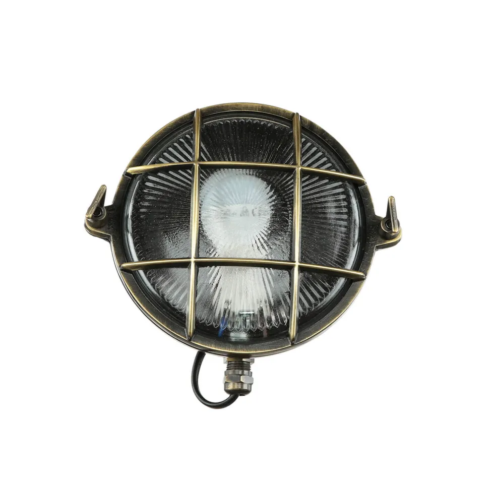 Außenwandleuchte Rund Messing Maritim IP64 Haus