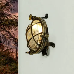 Außenwandleuchte Rund Messing Haus Terrasse Maritim