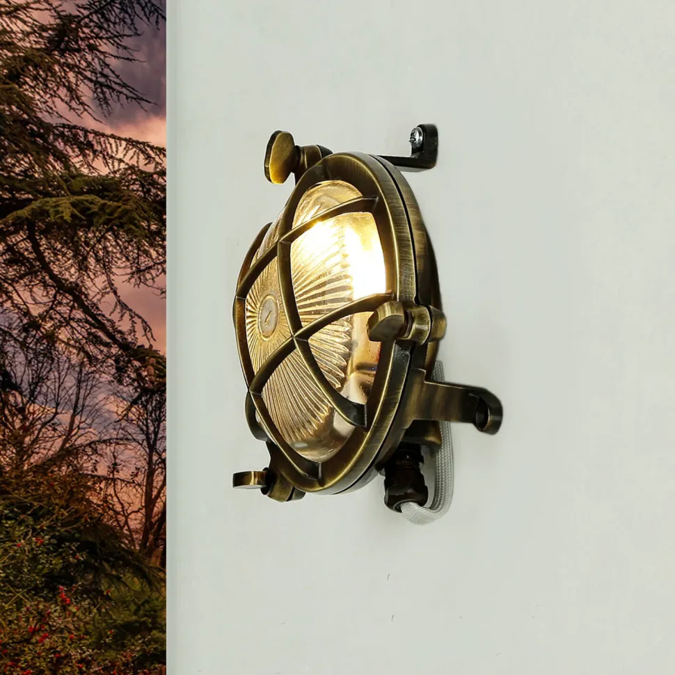 Außenwandleuchte Rund Messing Haus Terrasse Maritim