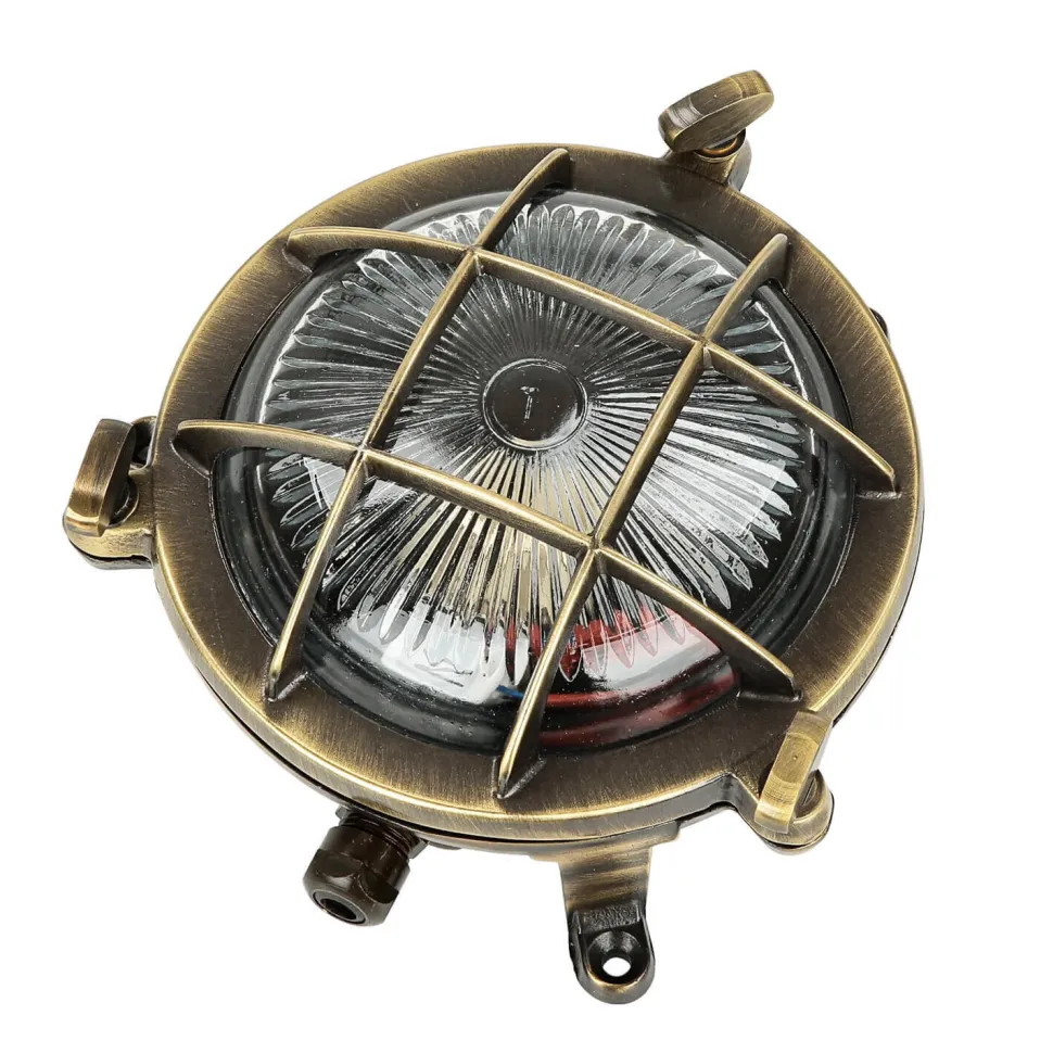 Außenwandleuchte Rund Messing Haus Terrasse Maritim