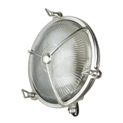 Außenwandleuchte Rund Nickel Echt-Messing Maritim