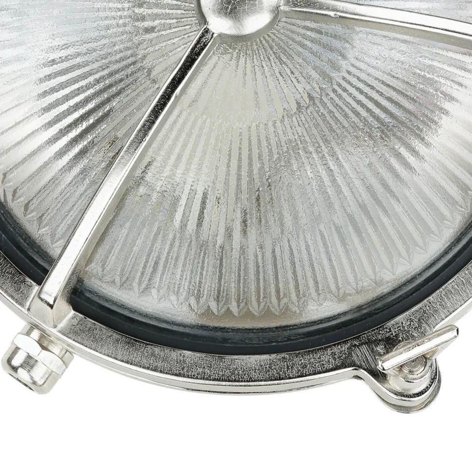 Außenwandleuchte Rund Nickel Echt-Messing Maritim