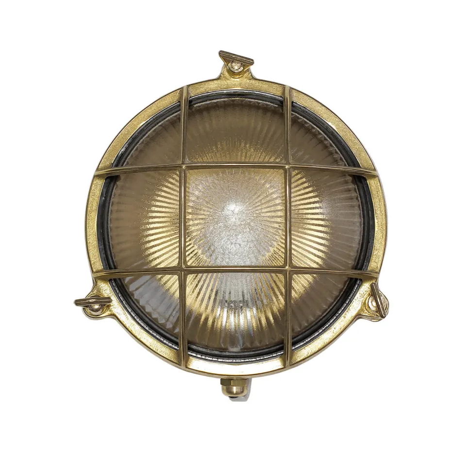 Außenwandleuchte Rund Terrasse Haus Messing Maritim