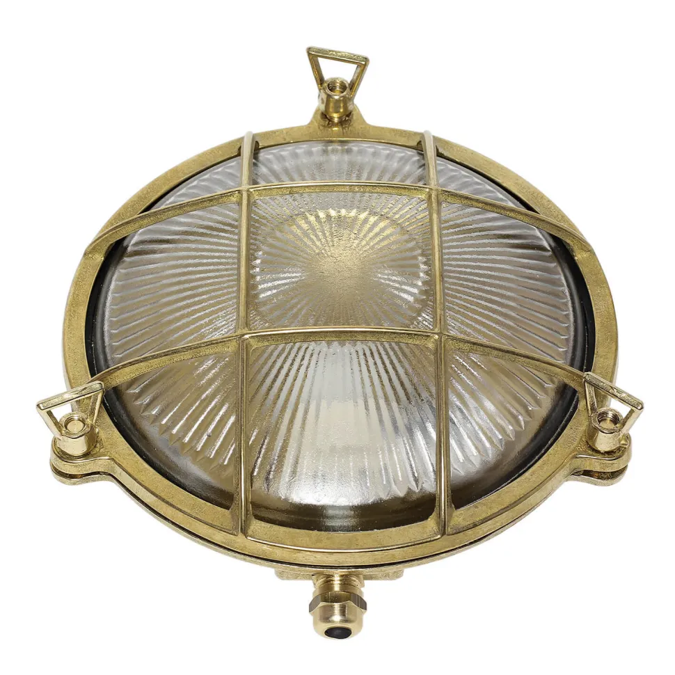 Außenwandleuchte Rund Terrasse Haus Messing Maritim