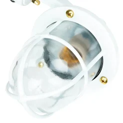 Außenwandleuchte Weiß IP64 Glas Echt-Messing E27