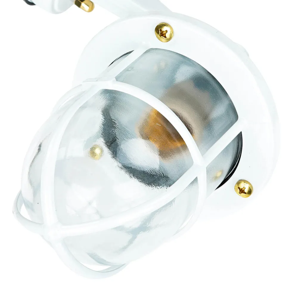 Außenwandleuchte Weiß IP64 Glas Echt-Messing E27