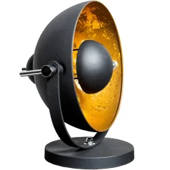 Außergewöhnliche Tischlampe Retro rund Schwarz Gold