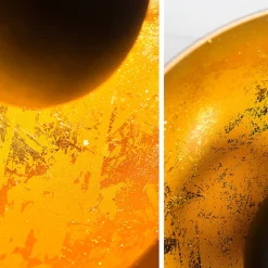 Außergewöhnliche Tischlampe Retro rund Schwarz Gold