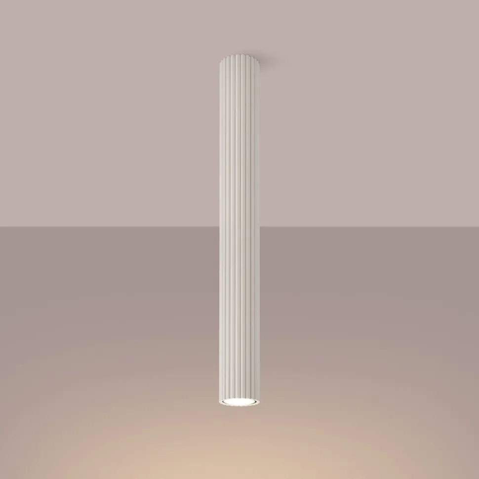 Aufbauspot Metall Ø 6,5 cm H: 60 cm GU10 in Creme Modern