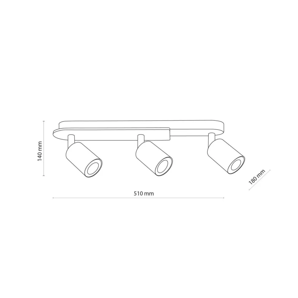 Aufbaustrahler 3-flammig GU10 51 cm Metall Holz Modern