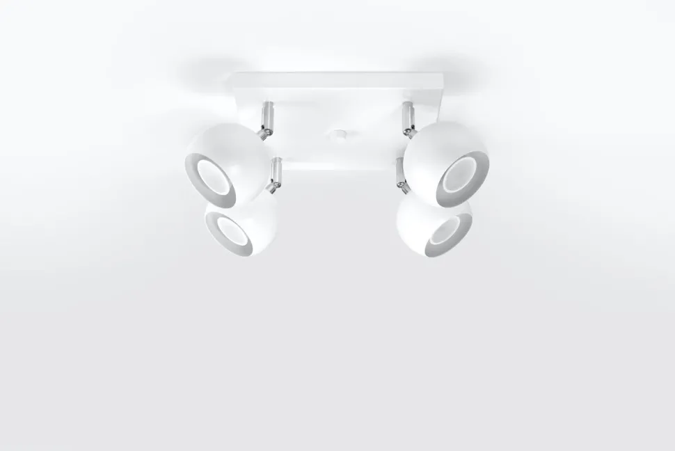 Aufbaustrahler Weiß Stahl 4-flammig Retro FAVONIA