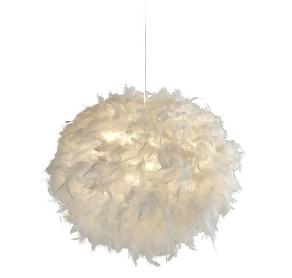 Auffällige Pendelleuchte Federn 50 cm rund E27 in Weiß