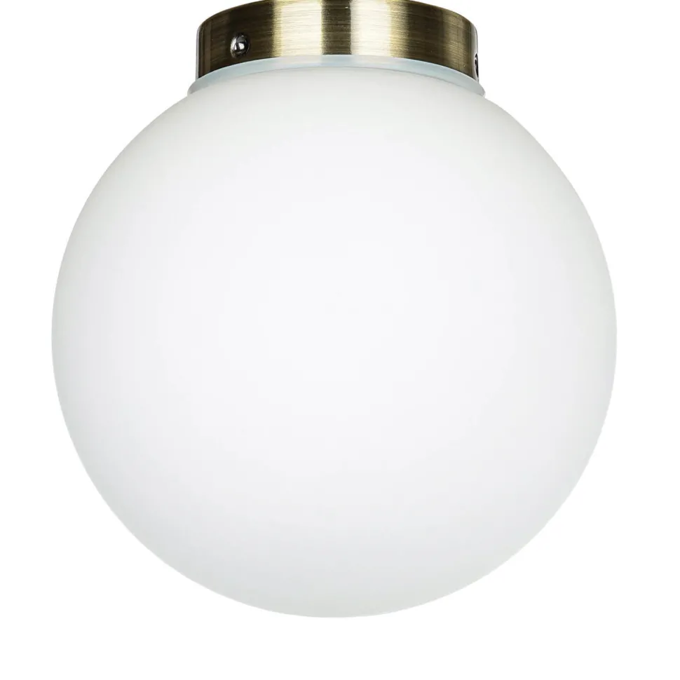 Badezimmerlampe Decke in Messing Weiß Glas Kugel