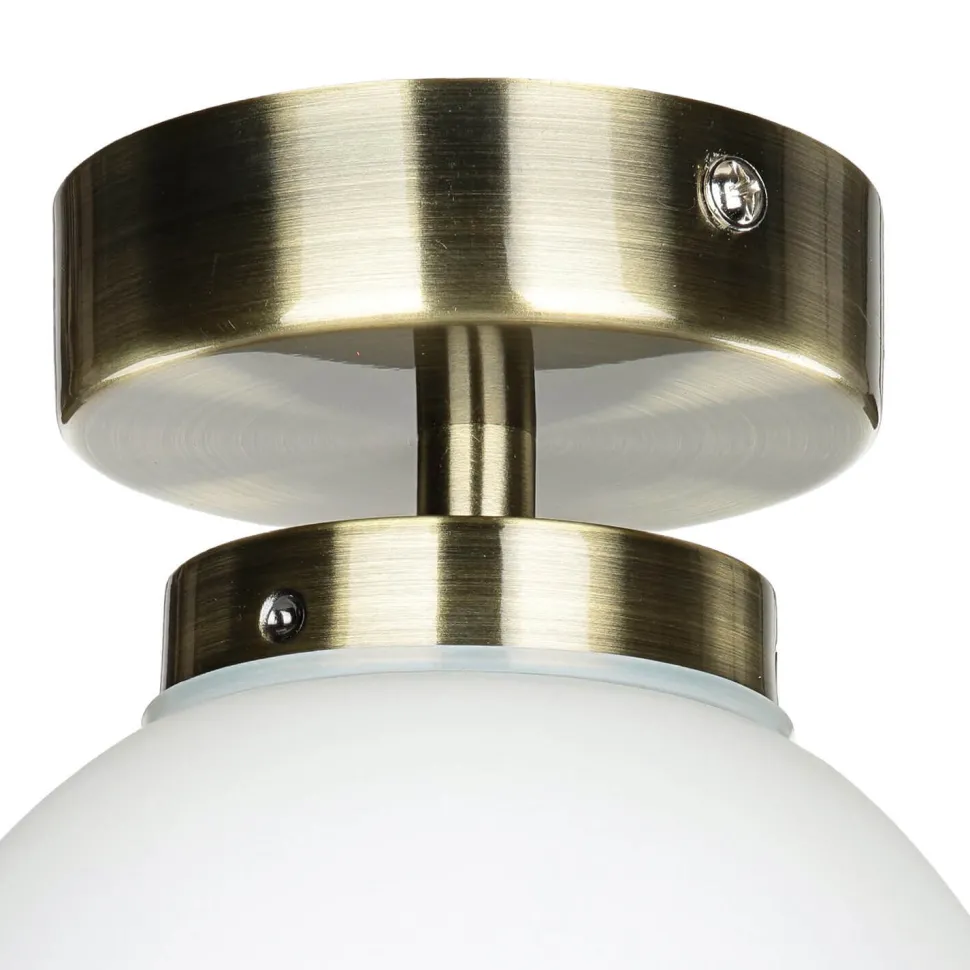 Badezimmerlampe Decke in Messing Weiß Glas Kugel