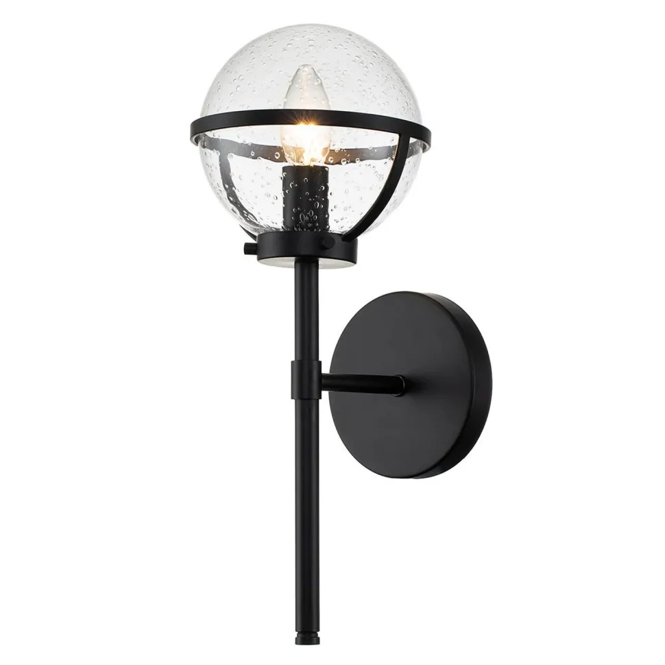 Badezimmerlampe Metall Glas IP44 40,3 cm hoch Schwarz
