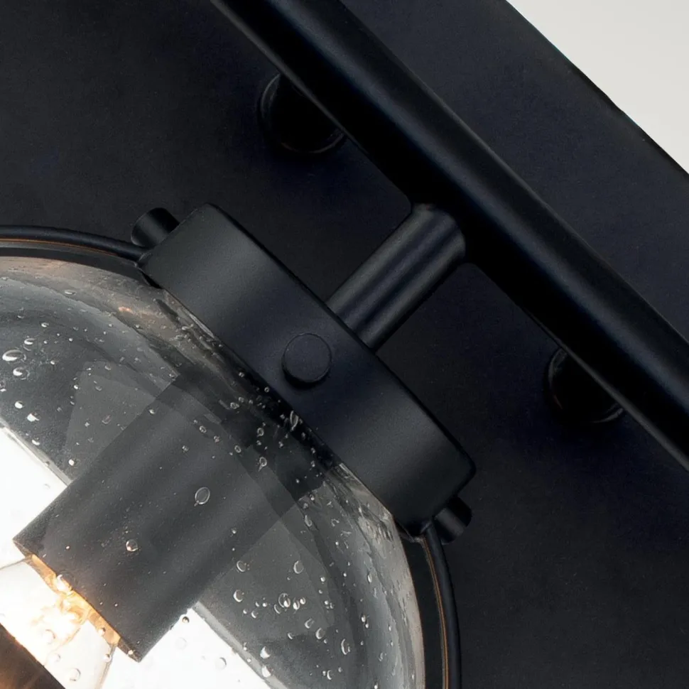 Badezimmerlampe Schwarz Metall Glas 60,6 cm breit IP44 Wand