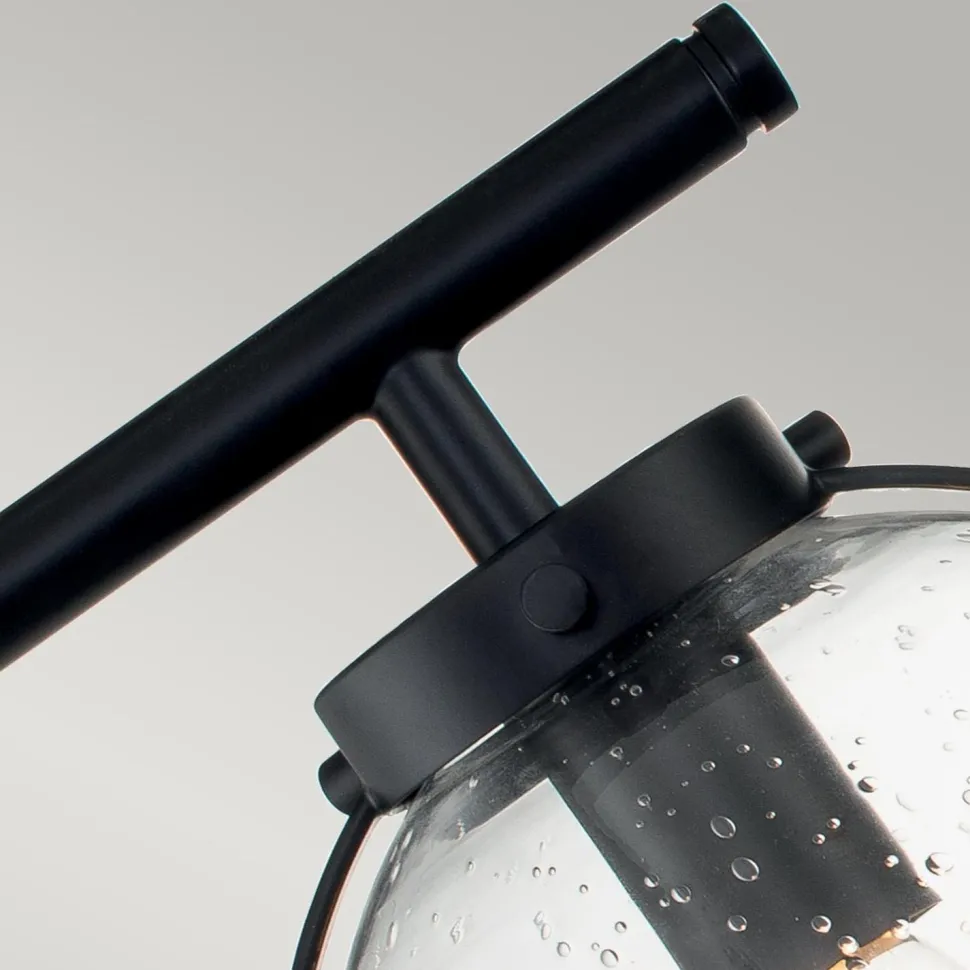 Badezimmerlampe Schwarz Metall Glas 60,6 cm breit IP44 Wand