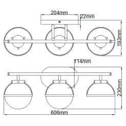 Badezimmerlampe Schwarz Metall Glas 60,6 cm breit IP44 Wand