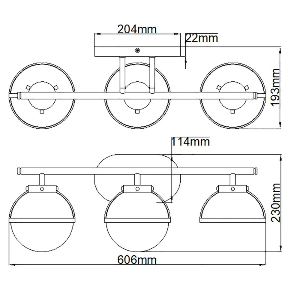 Badezimmerlampe Wand IP44 60,6 cm breit Metall Glas E14