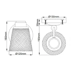 Badezimmerlampe Wand mit LED G9 IP44 16 cm hoch Metall Glas