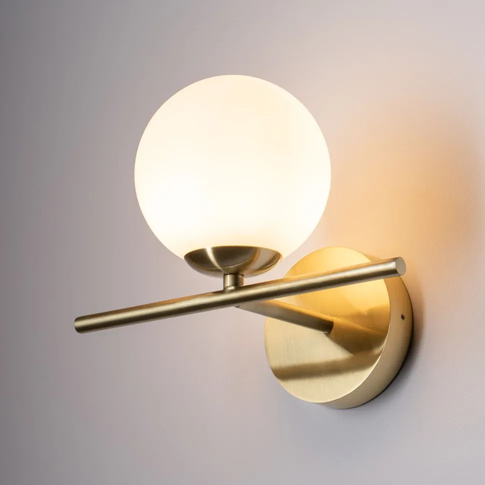 Badezimmerleuchte Kugelschirm G9 IP44 in Messing Weiß