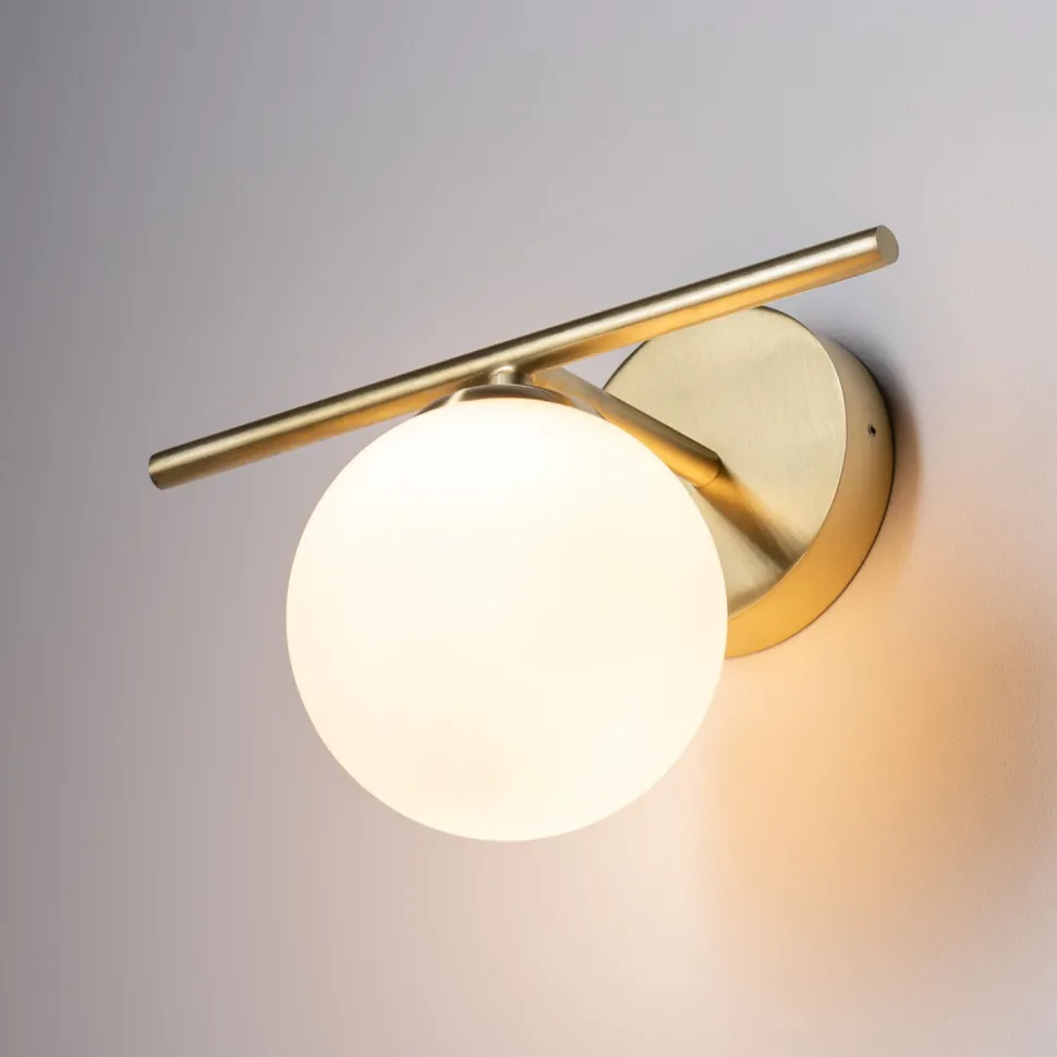 Badezimmerleuchte Kugelschirm G9 IP44 in Messing Weiß