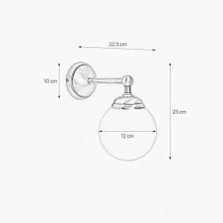 Badezimmerleuchte Wand B: 12 cm Kugelschirm Glas Messing E14
