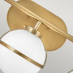 Badlampe Glas Metall E14 IP44 B: 60,6 cm Messing Antik Weiß