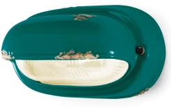 Badlampe Keramik Glas B: 24 cm Petrol Shabby Antik E27