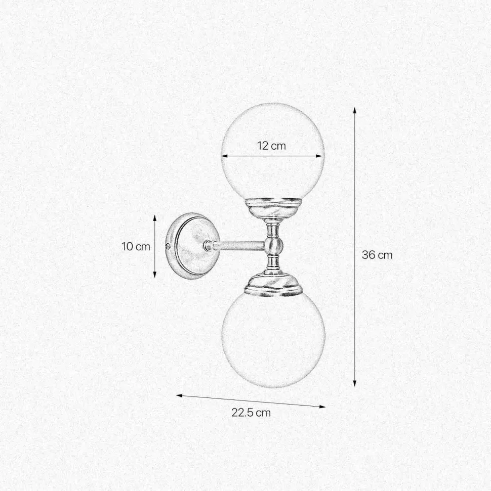 Badlampe Wand H: 36 cm 2-flammig E14 Glas Messing