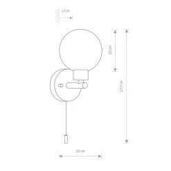Badlampe Wand IP44 Schwarz Weiß G9 Zugschalter Kugelschirm