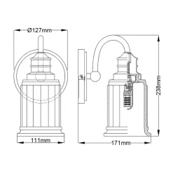 Badleuchte Metall Glas H: 23,7 cm IP44 G9 LED 3000 K