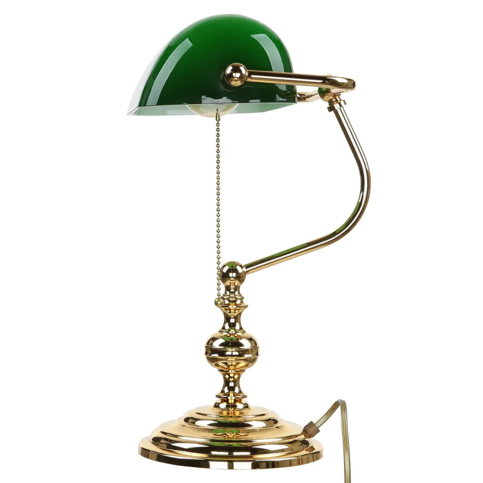 Banker Tischlampe Gold 24K aus Echt-Messing