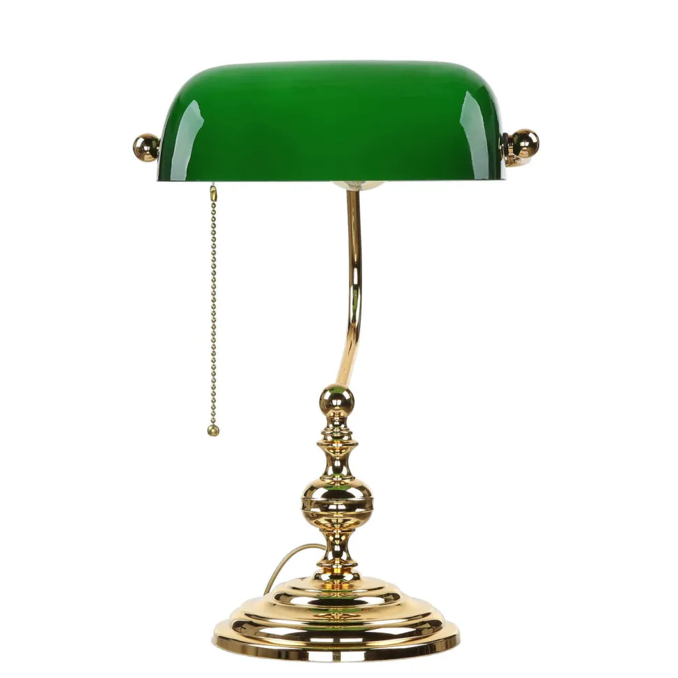 Banker Tischlampe Gold 24K aus Echt-Messing