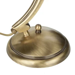 Bankerlampe Bronze aus Messing mit Schirm Weiß