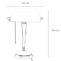 Bankerlampe Bronze aus Messing mit Schirm Weiß