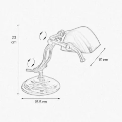 Bankerlampe E14 23 cm in Messing poliert Grün Glas