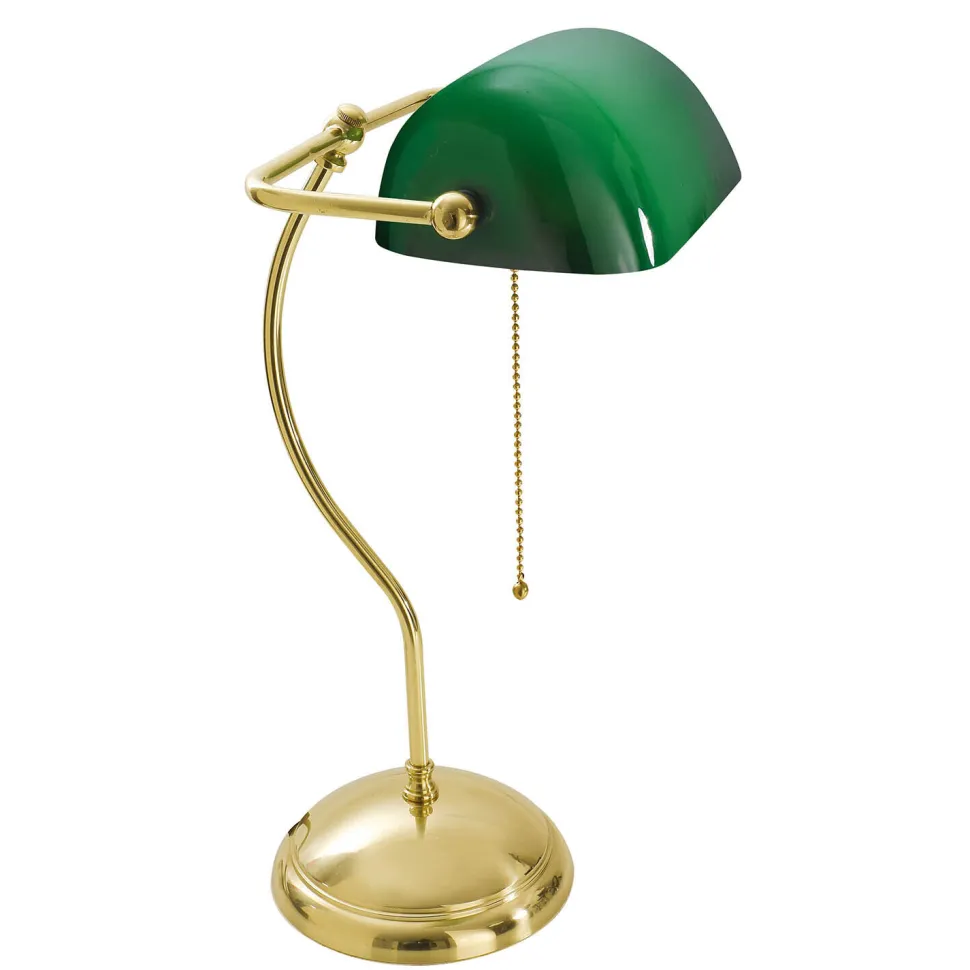 Bankerlampe Echt-Messing Poliert Premium