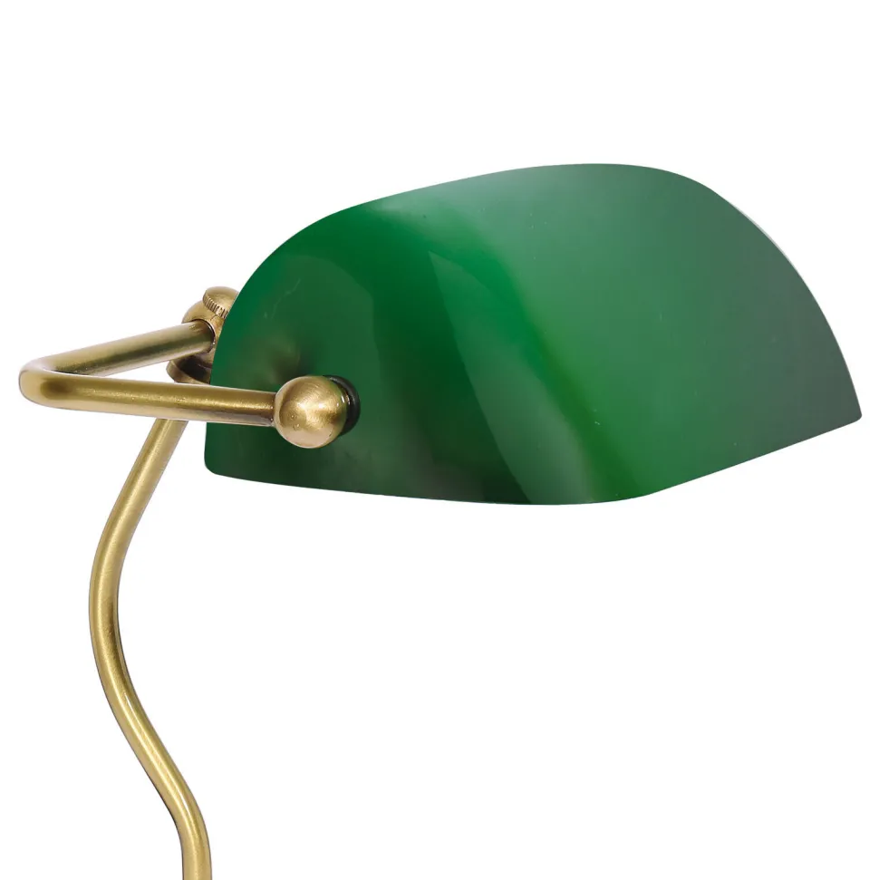 Bankerlampe in Bronze hell Grün E27 29 cm Glas Messing