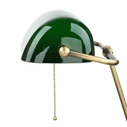 Bankerlampe Messing massiv 35,5 cm Zugschalter