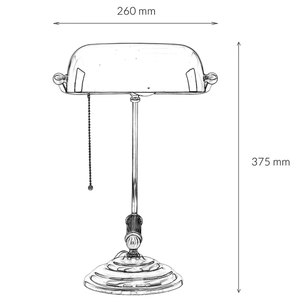 Bankerlampe Messing massiv 35,5 cm Zugschalter