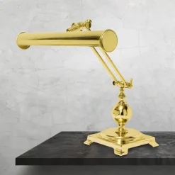 Bankerlampe Messing poliert E14 H: 43 cm Jugendstil