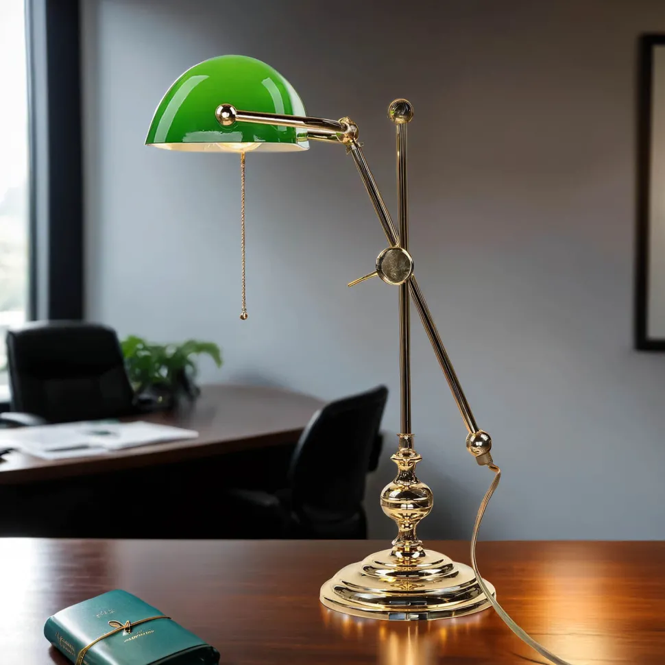 Bankerlampe Vergoldet 24 Karat aus Echt-Messing