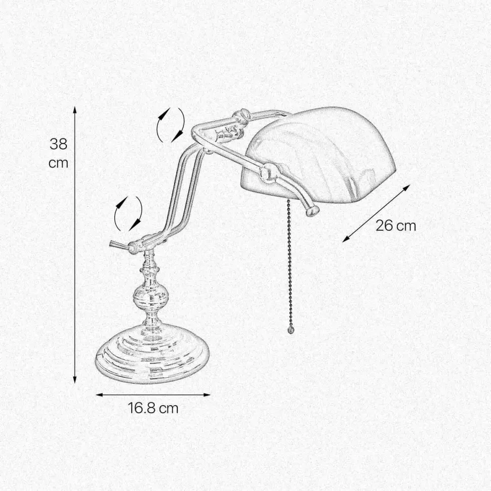 Bankerlampe Zugschalter 38 cm E27 Messing Glas Grün