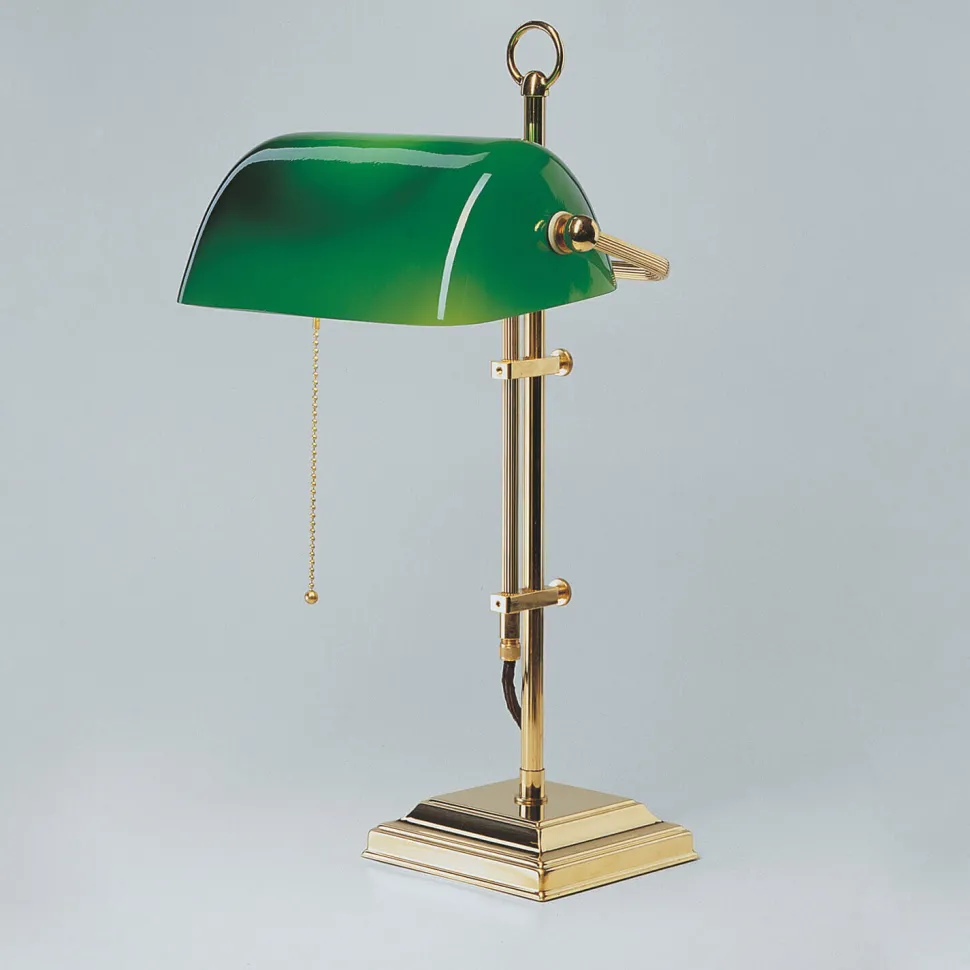 Bankerleuchte W2 aus Messing poliert